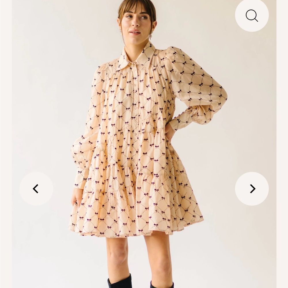 Chic Cream and Black Bows Dress